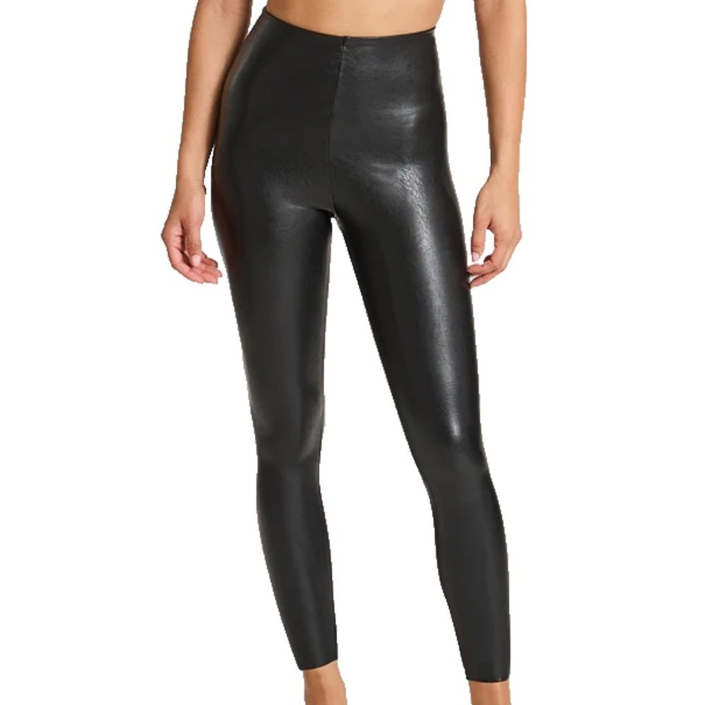 Commando Faux Leather Leggings Size XS Black High Rise Stretch Skinny Edgy‎
